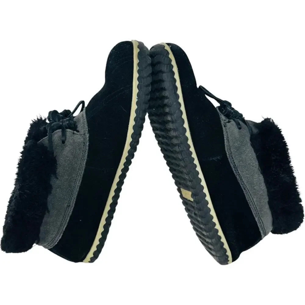 Sperry Top Sider Women's Elayna Duck Black Suede Sherpa Lined Boots Size 10